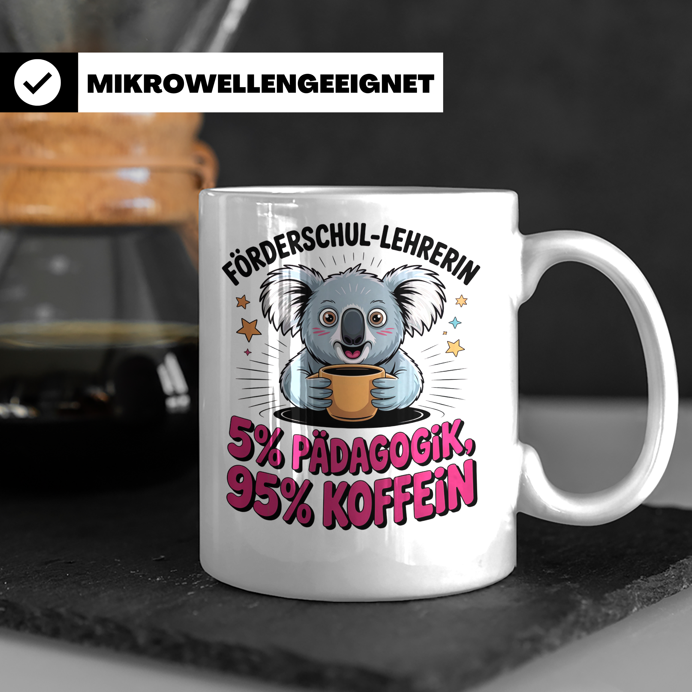 Förderschul Lehrerin Tasse - Koala mit Kaffee Pädagogik Kaff – Weiß [farbe:weiß]
