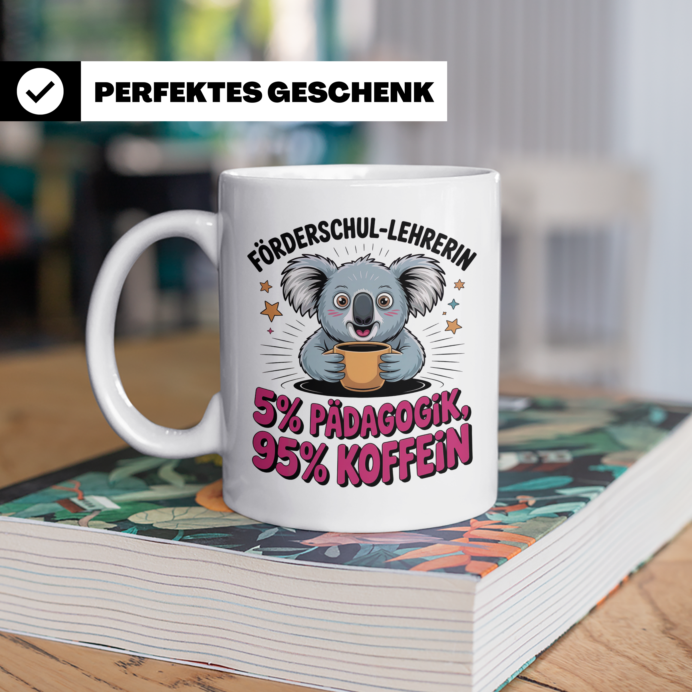Förderschul Lehrerin Tasse - Koala mit Kaffee Pädagogik Kaff – Weiß [farbe:weiß]