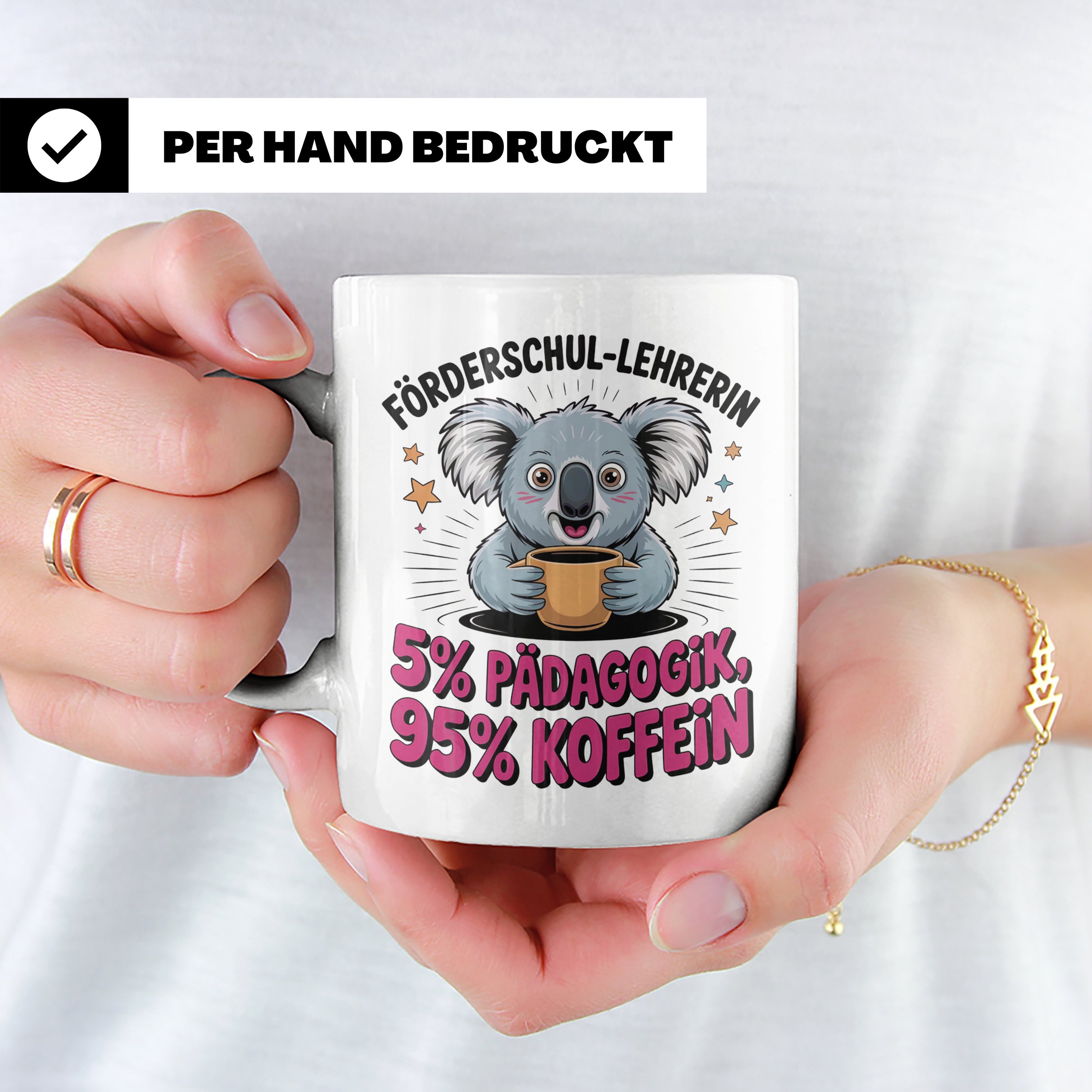 Förderschul Lehrerin Tasse - Koala mit Kaffee Pädagogik Kaff – Weiß [farbe:weiß]