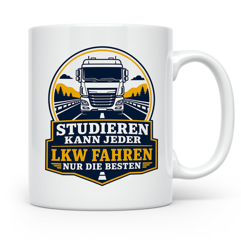 LKW Tasse Studieren kann jeder LKW fahren nur die Besten - G – Weiß [farbe:weiß]