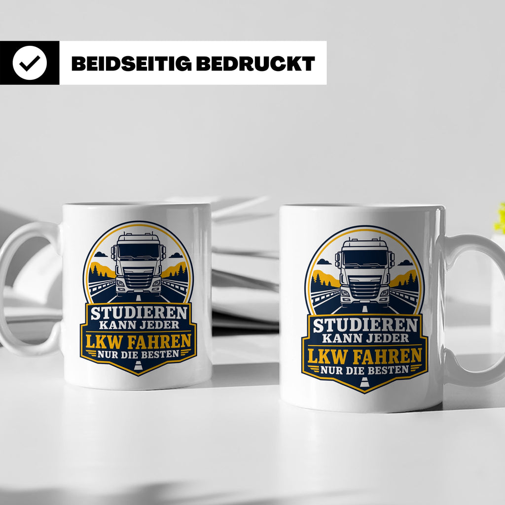 LKW Tasse Studieren kann jeder LKW fahren nur die Besten - G – Weiß [farbe:weiß]