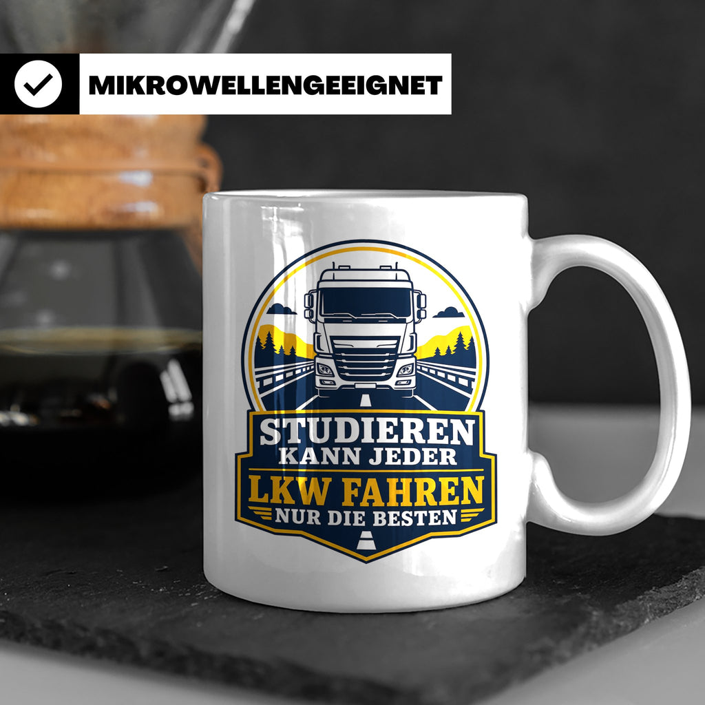 LKW Tasse Studieren kann jeder LKW fahren nur die Besten - G – Weiß [farbe:weiß]