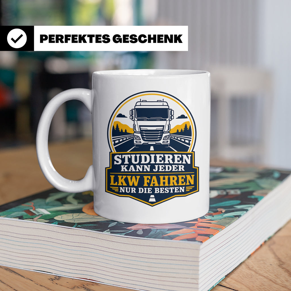 LKW Tasse Studieren kann jeder LKW fahren nur die Besten - G – Weiß [farbe:weiß]