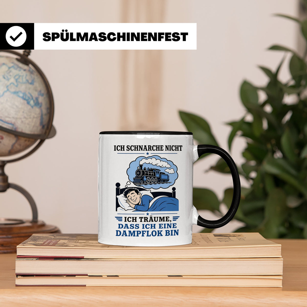 Eisenbahn Tasse Schnarche nicht - träume dass ich eine Dampf – Schwarz [farbe:schwarz]