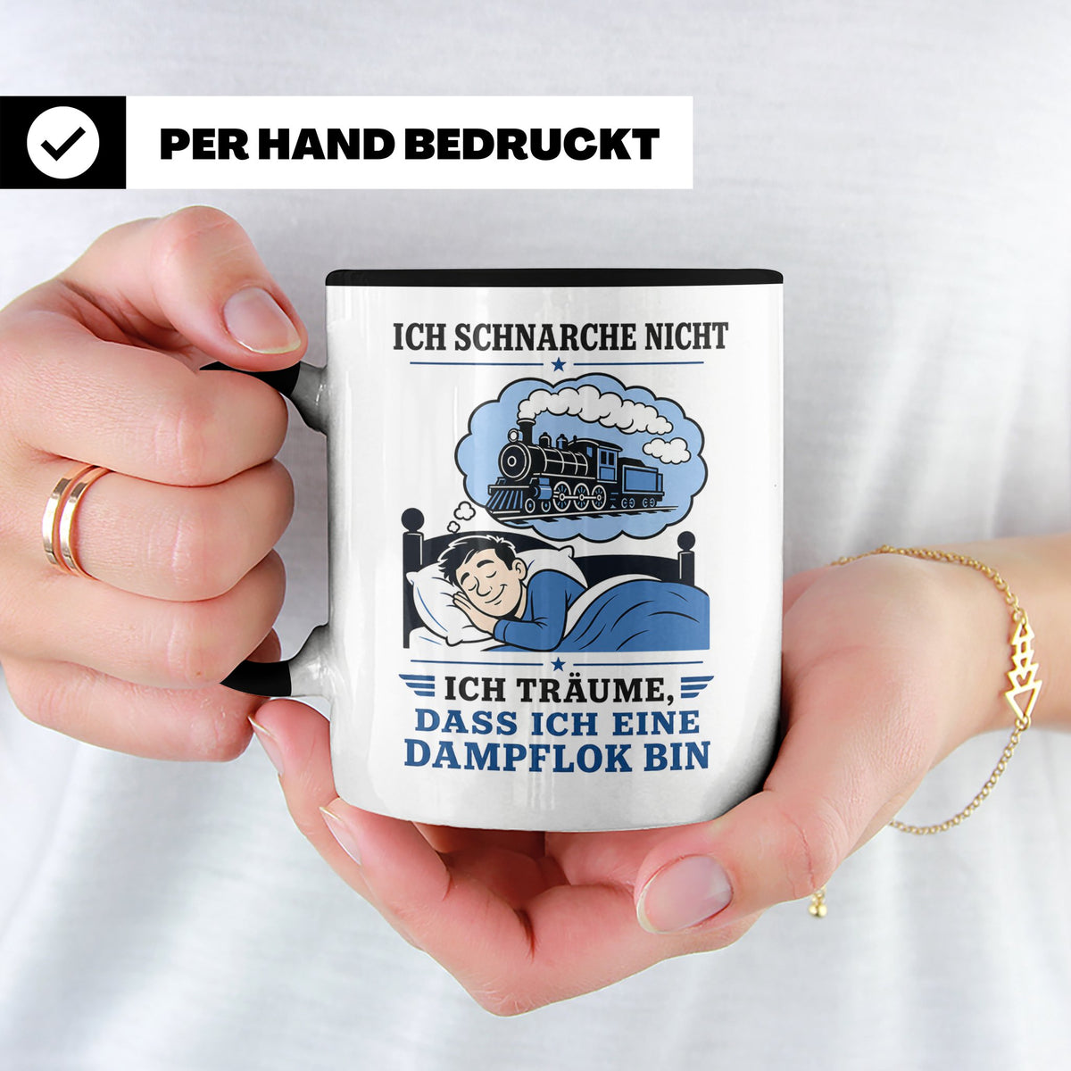 Eisenbahn Tasse Schnarche nicht - träume dass ich eine Dampf – Schwarz [farbe:schwarz]