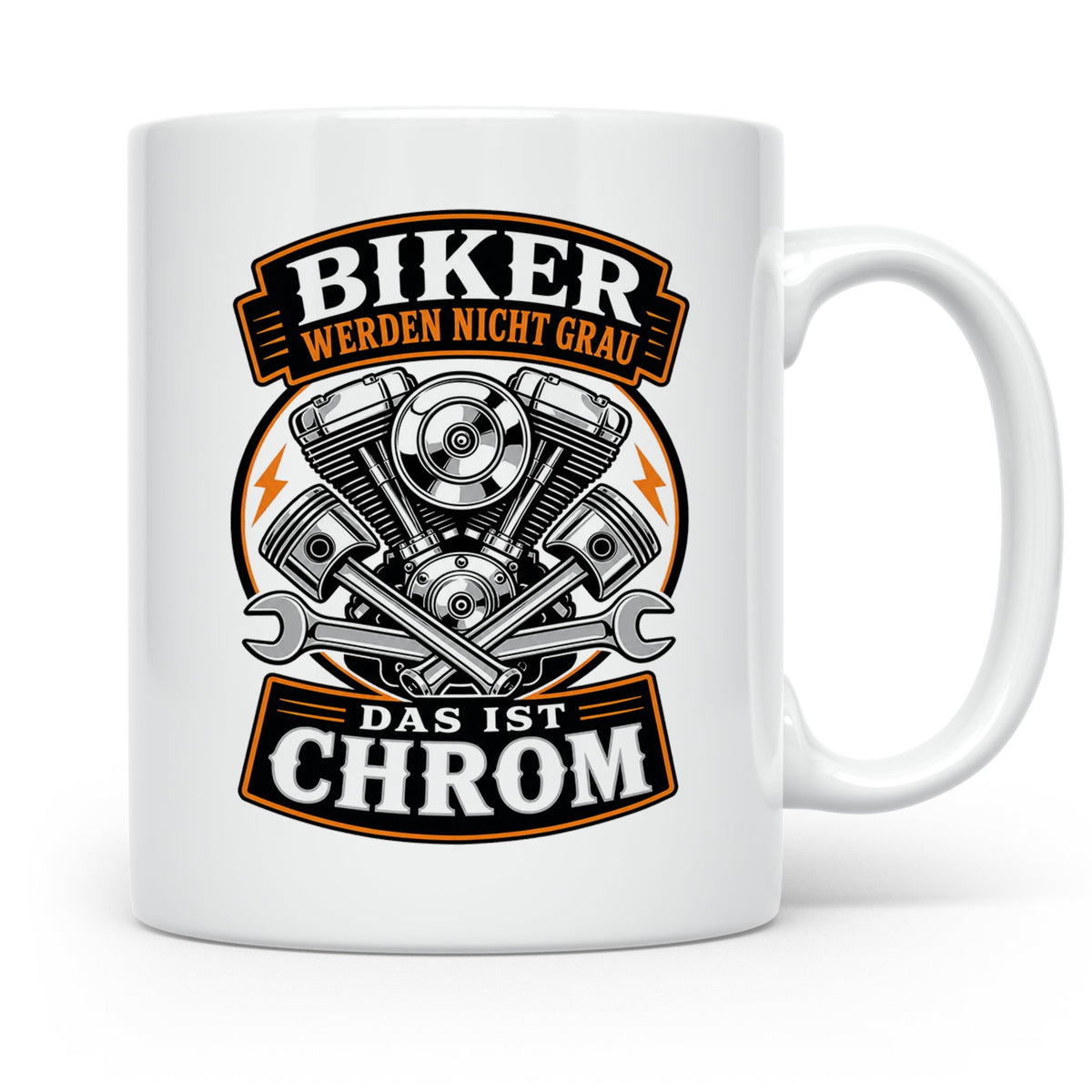Motorrad Tasse Biker werden nicht grau das ist Chrom - Lusti – Weiß [farbe:weiß]
