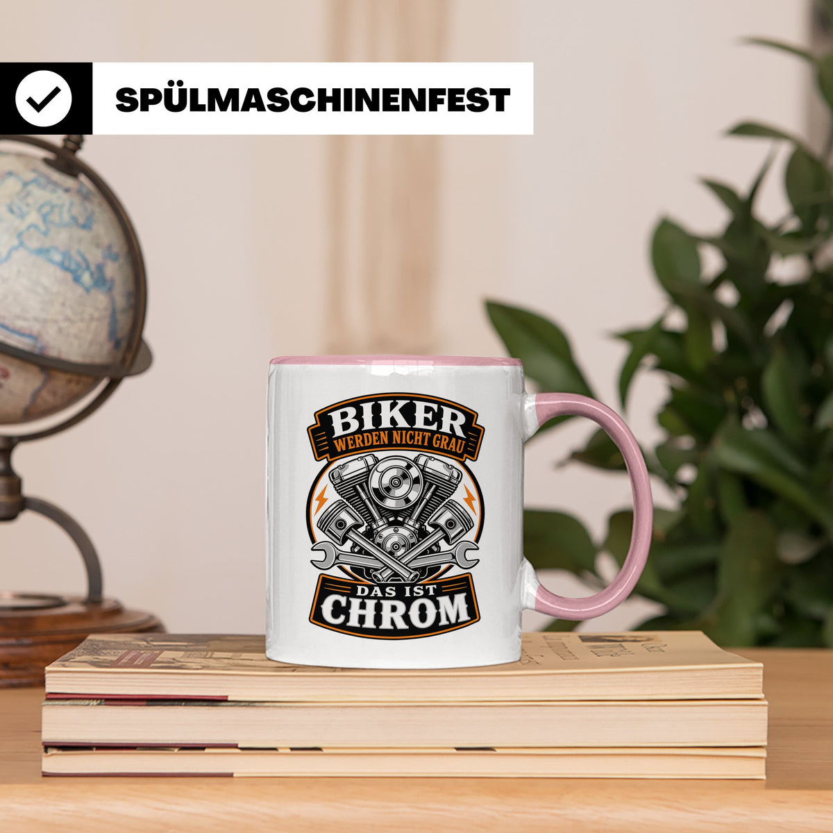 Motorrad Tasse Biker werden nicht grau das ist Chrom - Lusti – Rosa [farbe:rosa]