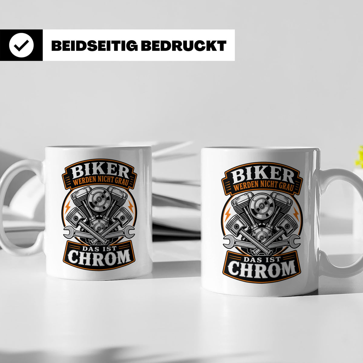 Motorrad Tasse Biker werden nicht grau das ist Chrom - Lusti – Weiß [farbe:weiß]