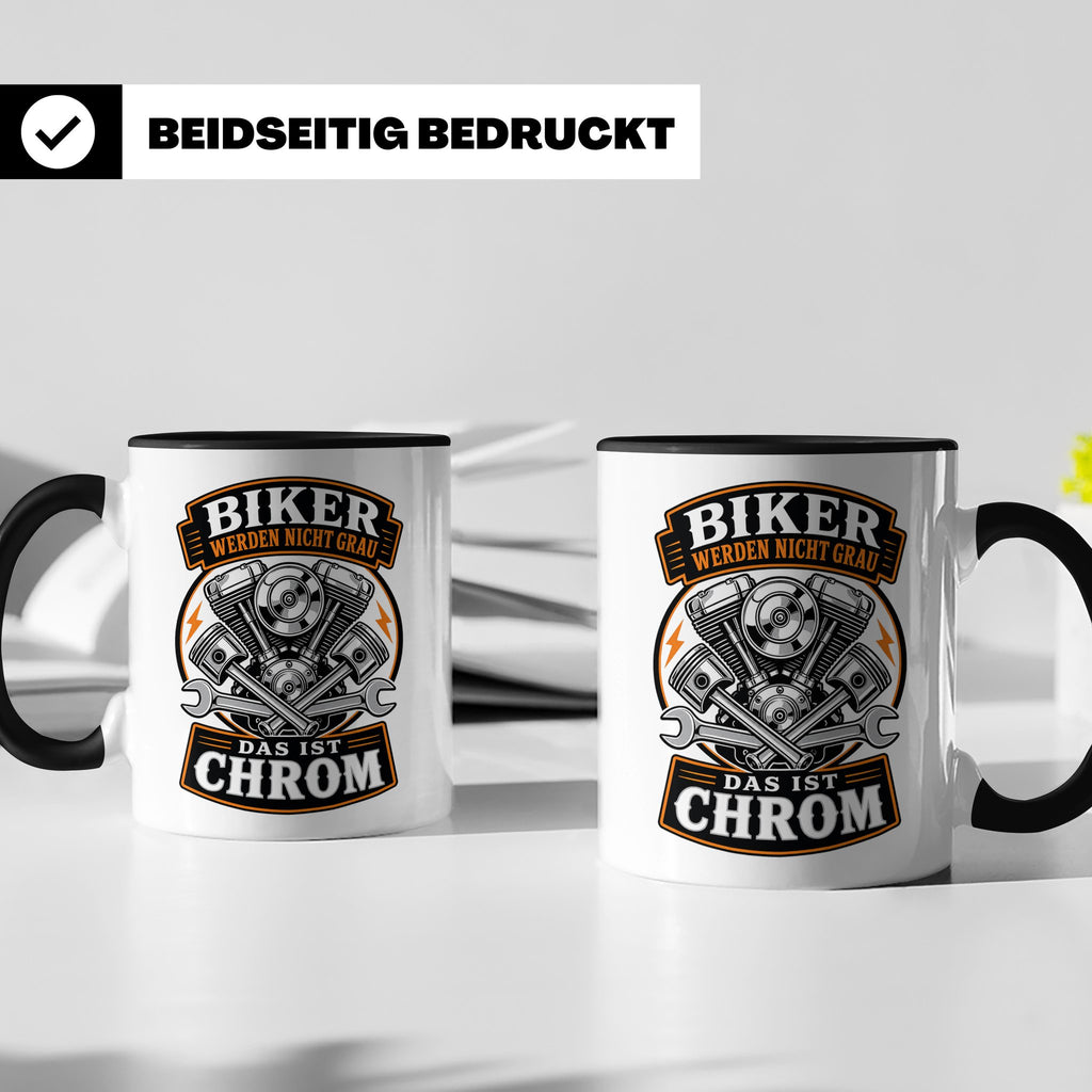 Motorrad Tasse Biker werden nicht grau das ist Chrom - Lusti – Schwarz [farbe:schwarz]