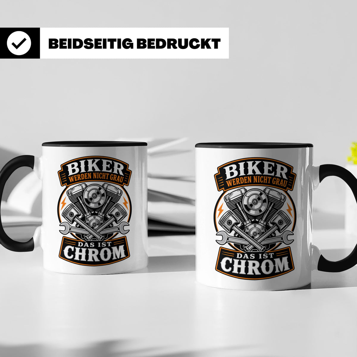 Motorrad Tasse Biker werden nicht grau das ist Chrom - Lusti – Schwarz [farbe:schwarz]
