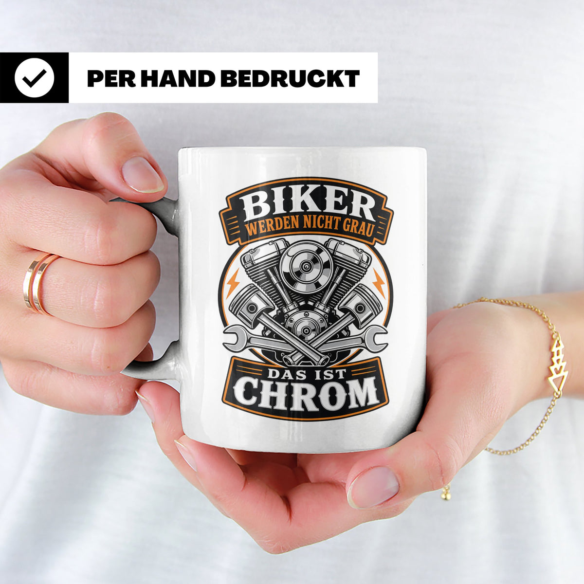 Motorrad Tasse Biker werden nicht grau das ist Chrom - Lusti – Weiß [farbe:weiß]