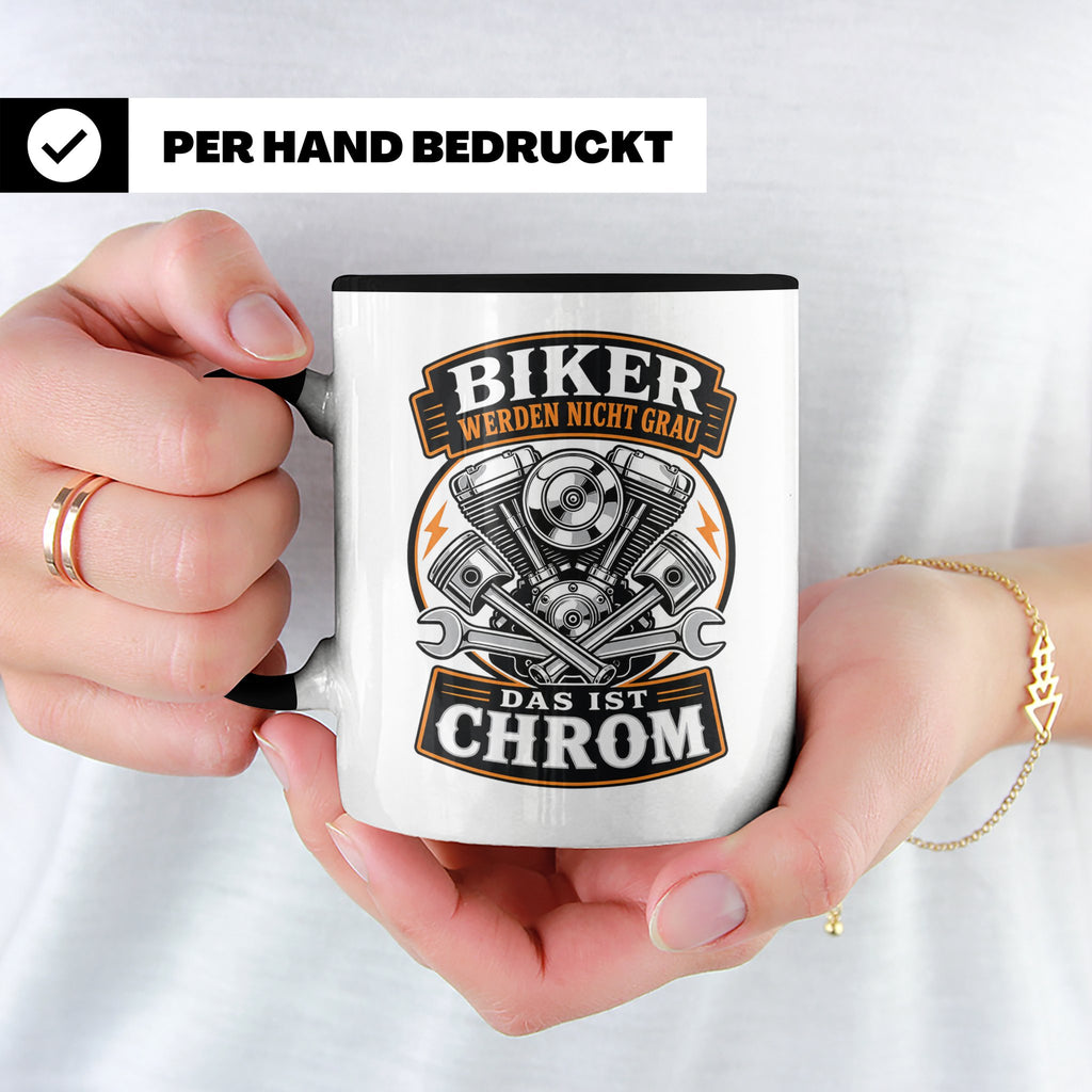 Motorrad Tasse Biker werden nicht grau das ist Chrom - Lusti – Schwarz [farbe:schwarz]