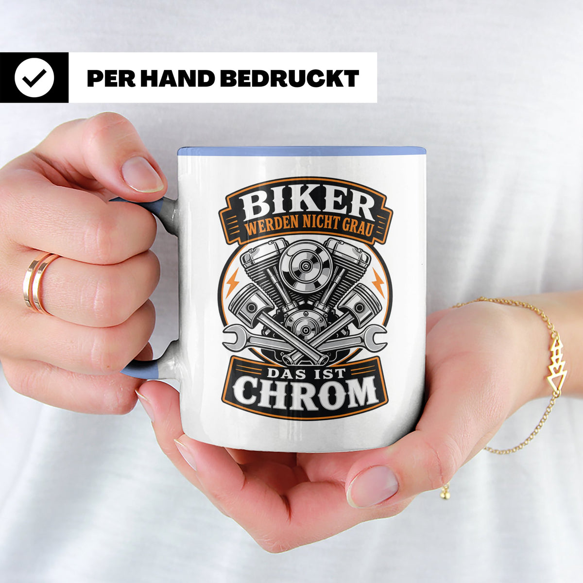 Motorrad Tasse Biker werden nicht grau das ist Chrom - Lusti – Blau [farbe:blau]