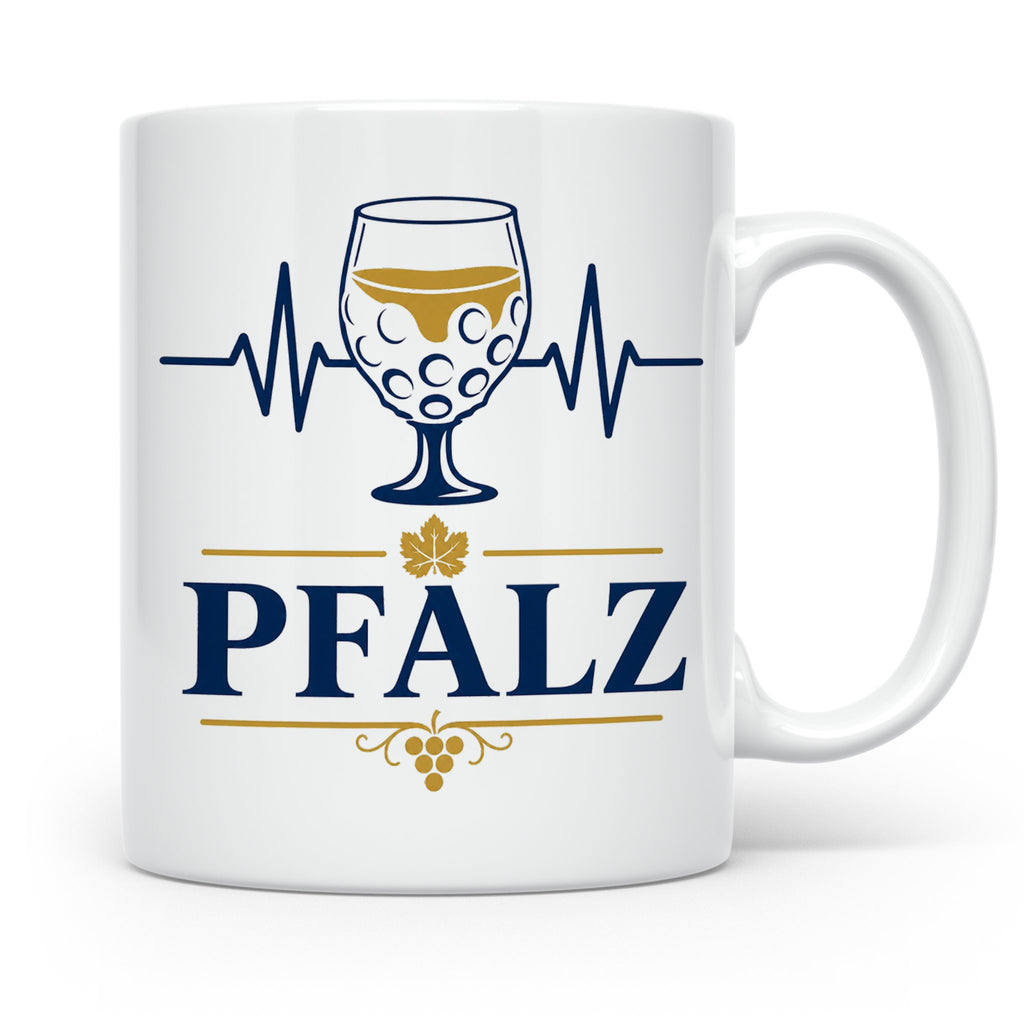 Pfalz Tasse Herzschlag Dubbeglas - Geschenk für Pfälzer Wein – Weiß [farbe:weiß]