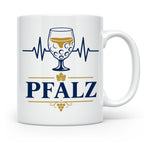 Pfalz Tasse Herzschlag Dubbeglas - Geschenk für Pfälzer Wein – Weiß [farbe:weiß]