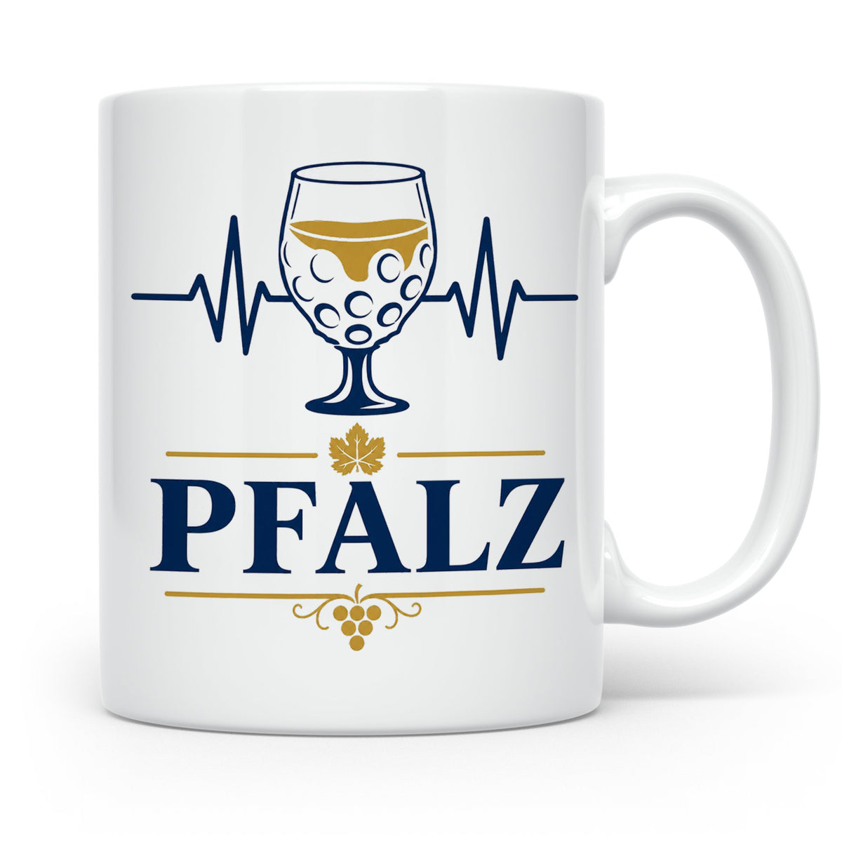 Pfalz Tasse Herzschlag Dubbeglas - Geschenk für Pfälzer Wein – Weiß [farbe:weiß]