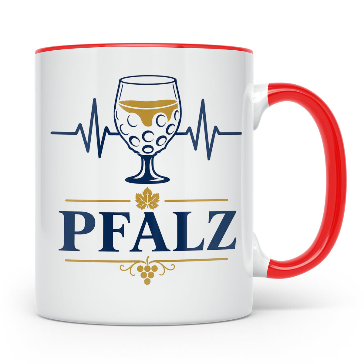 Pfalz Tasse Herzschlag Dubbeglas - Geschenk für Pfälzer Wein – Rot [farbe:rot]