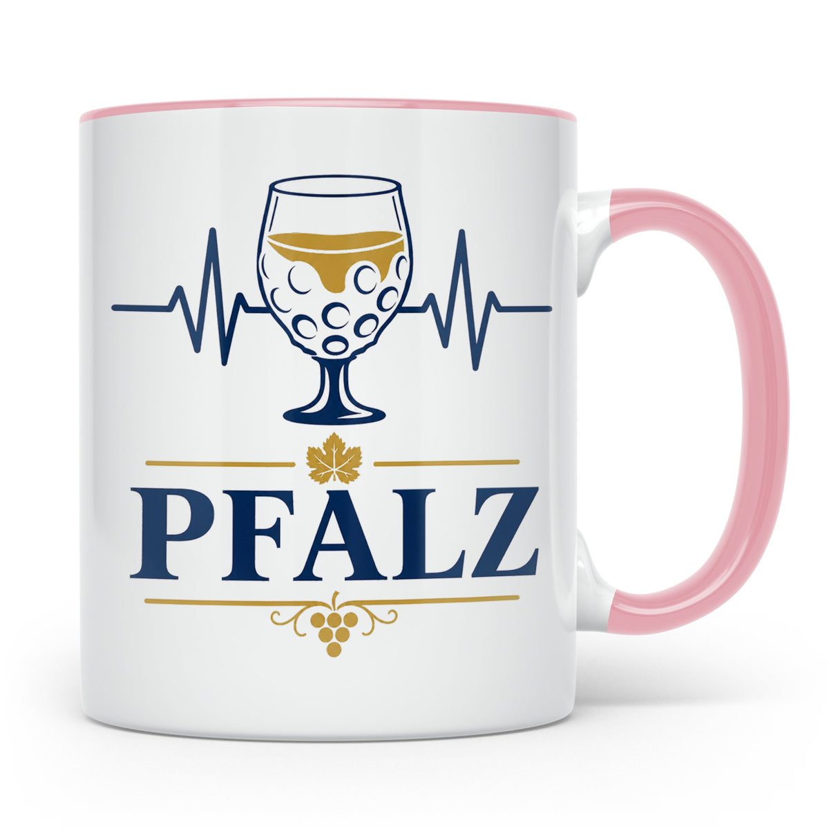 Pfalz Tasse Herzschlag Dubbeglas - Geschenk für Pfälzer Wein – Rosa [farbe:rosa]