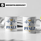 Pfalz Tasse Herzschlag Dubbeglas - Geschenk für Pfälzer Wein – Weiß [farbe:weiß]