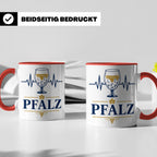 Pfalz Tasse Herzschlag Dubbeglas - Geschenk für Pfälzer Wein – Rot [farbe:rot]