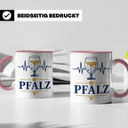Pfalz Tasse Herzschlag Dubbeglas - Geschenk für Pfälzer Wein – Rosa [farbe:rosa]