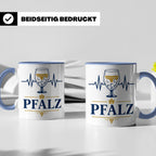 Pfalz Tasse Herzschlag Dubbeglas - Geschenk für Pfälzer Wein – Blau [farbe:blau]