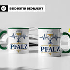 Pfalz Tasse Herzschlag Dubbeglas - Geschenk für Pfälzer Wein – Grün [farbe:grün]