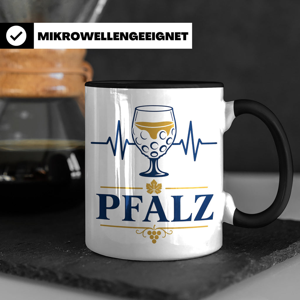 Pfalz Tasse Herzschlag Dubbeglas - Geschenk für Pfälzer Wein – Schwarz [farbe:schwarz]