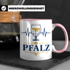 Pfalz Tasse Herzschlag Dubbeglas - Geschenk für Pfälzer Wein – Rosa [farbe:rosa]