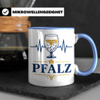 Pfalz Tasse Herzschlag Dubbeglas - Geschenk für Pfälzer Wein – Blau [farbe:blau]