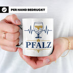Pfalz Tasse Herzschlag Dubbeglas - Geschenk für Pfälzer Wein – Weiß [farbe:weiß]