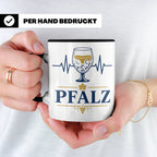 Pfalz Tasse Herzschlag Dubbeglas - Geschenk für Pfälzer Wein – Schwarz [farbe:schwarz]