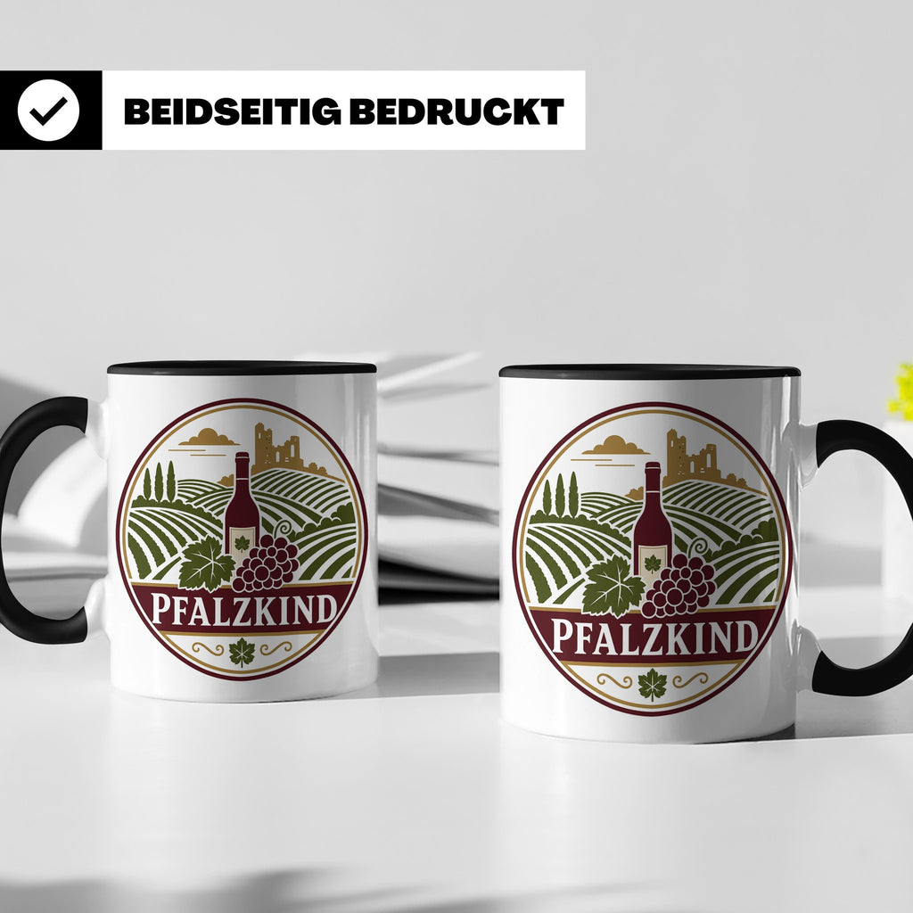 Pfalzkind Tasse - Pfalz Geschenk für Pfälzer Weinliebhaber H – Schwarz [farbe:schwarz]