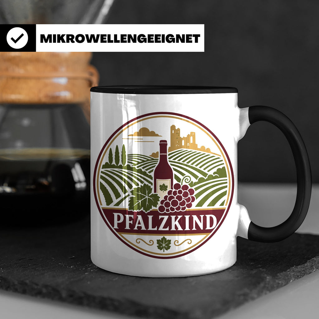 Pfalzkind Tasse - Pfalz Geschenk für Pfälzer Weinliebhaber H – Schwarz [farbe:schwarz]