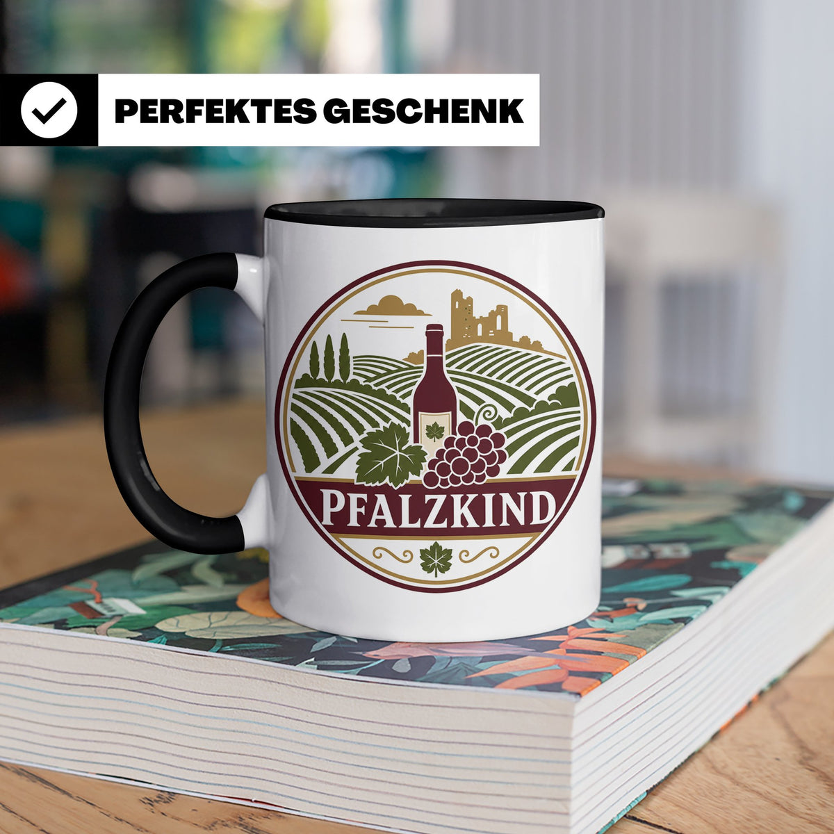 Pfalzkind Tasse - Pfalz Geschenk für Pfälzer Weinliebhaber H – Schwarz [farbe:schwarz]