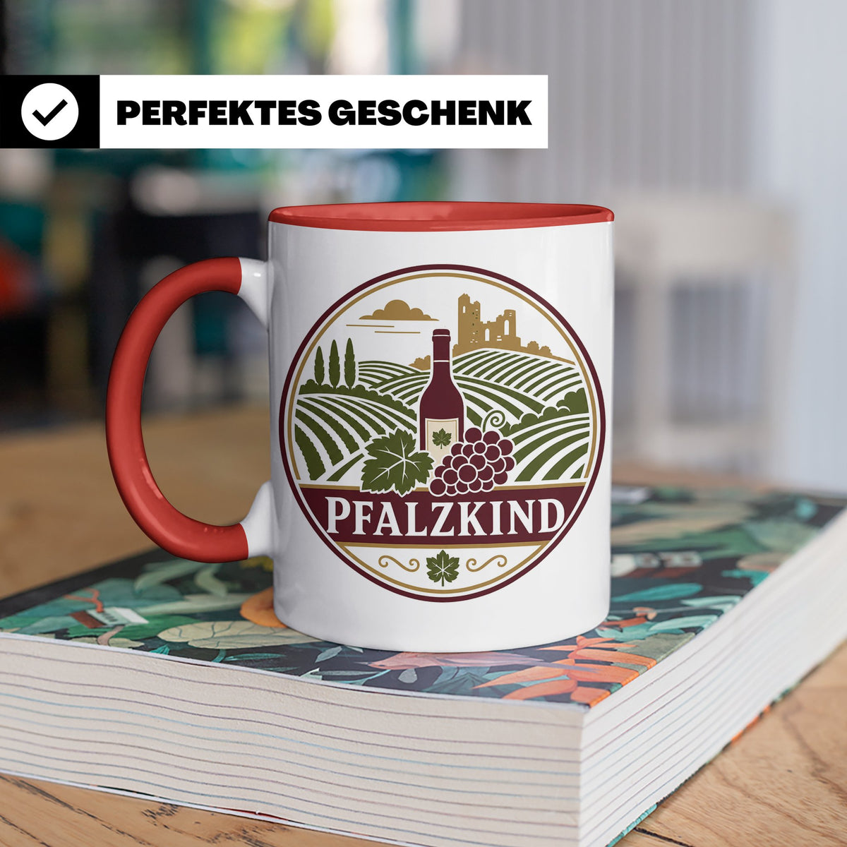 Pfalzkind Tasse - Pfalz Geschenk für Pfälzer Weinliebhaber H – Rot [farbe:rot]