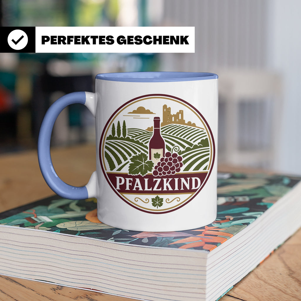 Pfalzkind Tasse - Pfalz Geschenk für Pfälzer Weinliebhaber H – Blau [farbe:blau]