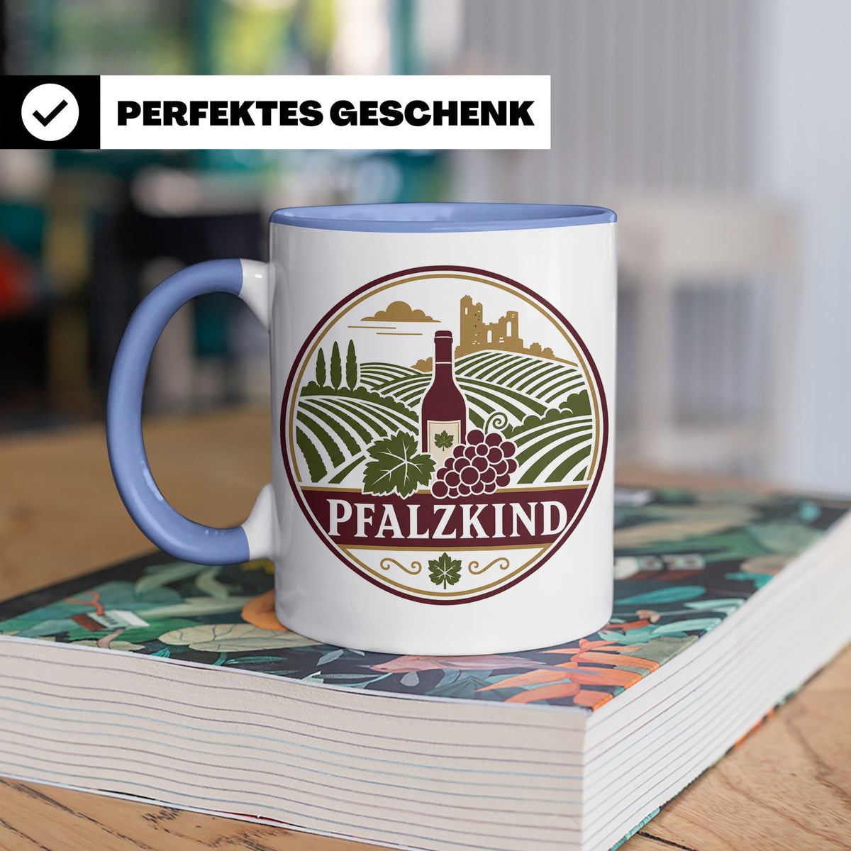 Pfalzkind Tasse - Pfalz Geschenk für Pfälzer Weinliebhaber H – Blau [farbe:blau]