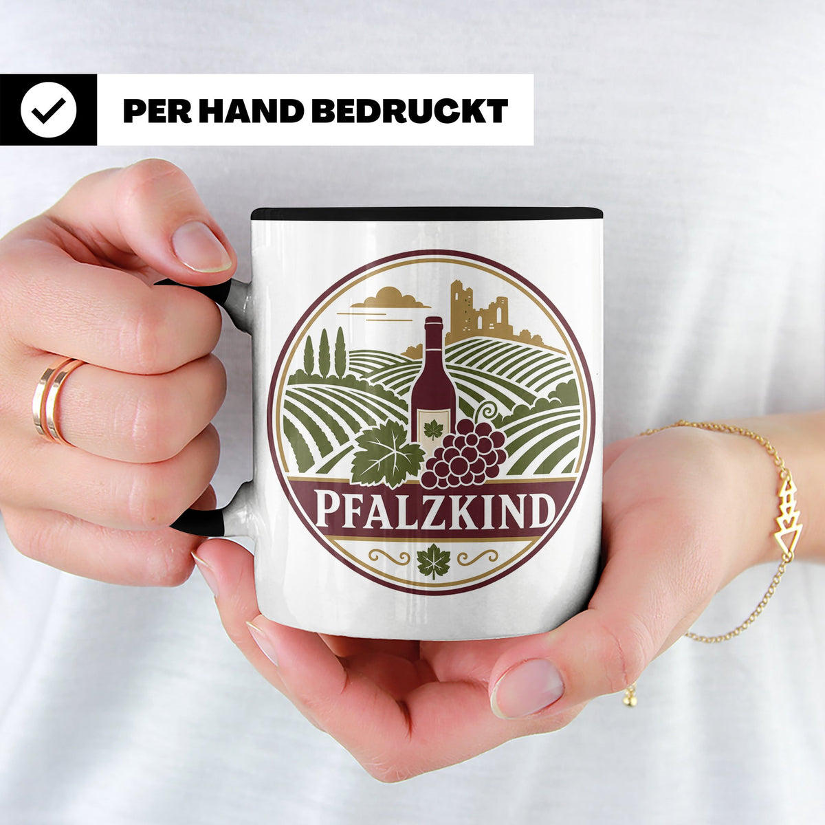 Pfalzkind Tasse - Pfalz Geschenk für Pfälzer Weinliebhaber H – Schwarz [farbe:schwarz]