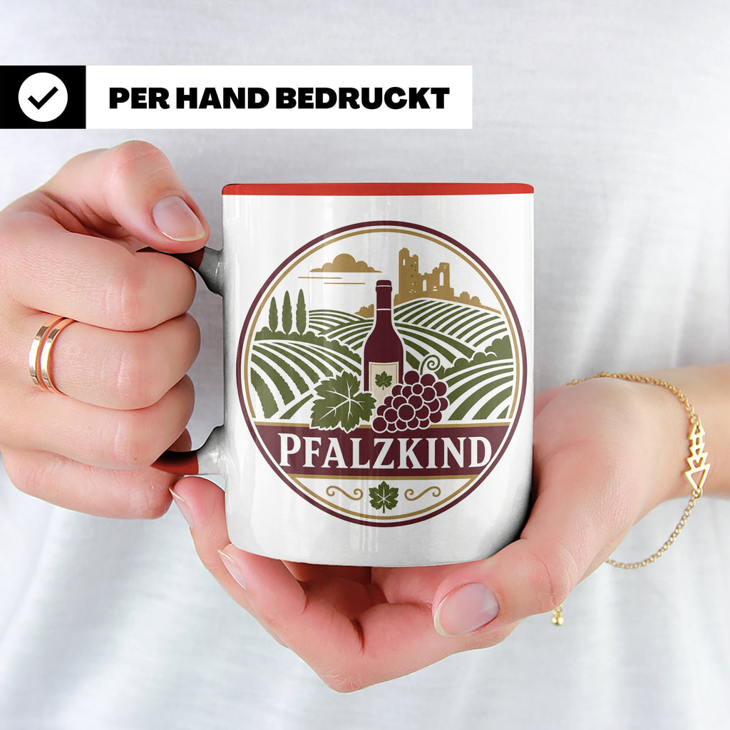 Pfalzkind Tasse - Pfalz Geschenk für Pfälzer Weinliebhaber H – Rot [farbe:rot]