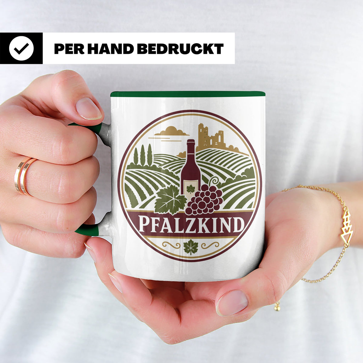 Pfalzkind Tasse - Pfalz Geschenk für Pfälzer Weinliebhaber H – Grün [farbe:grün]