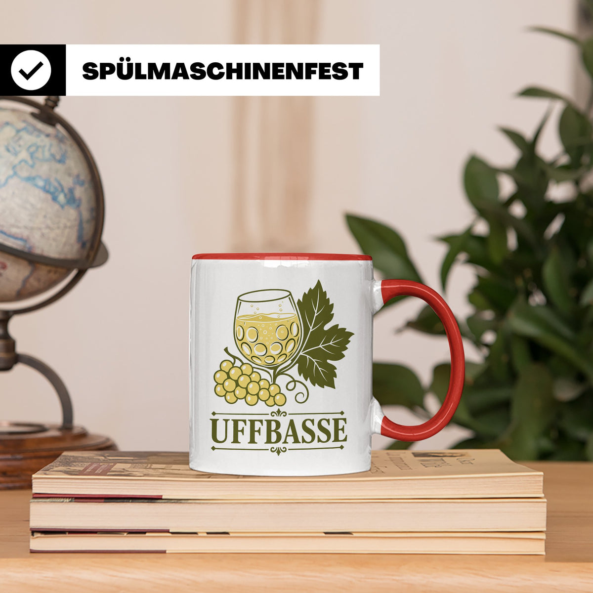 Pfalz Tasse Uffbasse - Pfälzer Dialekt Geschenk für Pfälzer  – Rot [farbe:rot]