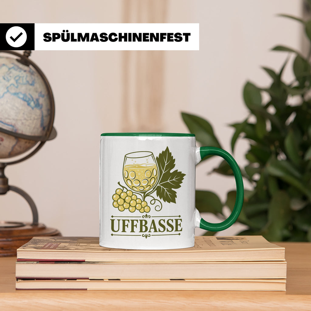 Pfalz Tasse Uffbasse - Pfälzer Dialekt Geschenk für Pfälzer  – Grün [farbe:grün]