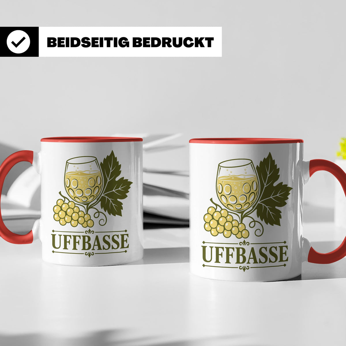 Pfalz Tasse Uffbasse - Pfälzer Dialekt Geschenk für Pfälzer  – Rot [farbe:rot]