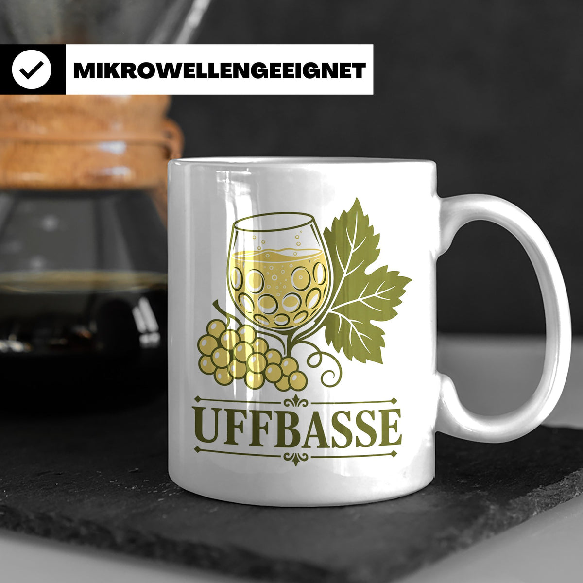 Pfalz Tasse Uffbasse - Pfälzer Dialekt Geschenk für Pfälzer  – Weiß [farbe:weiß]