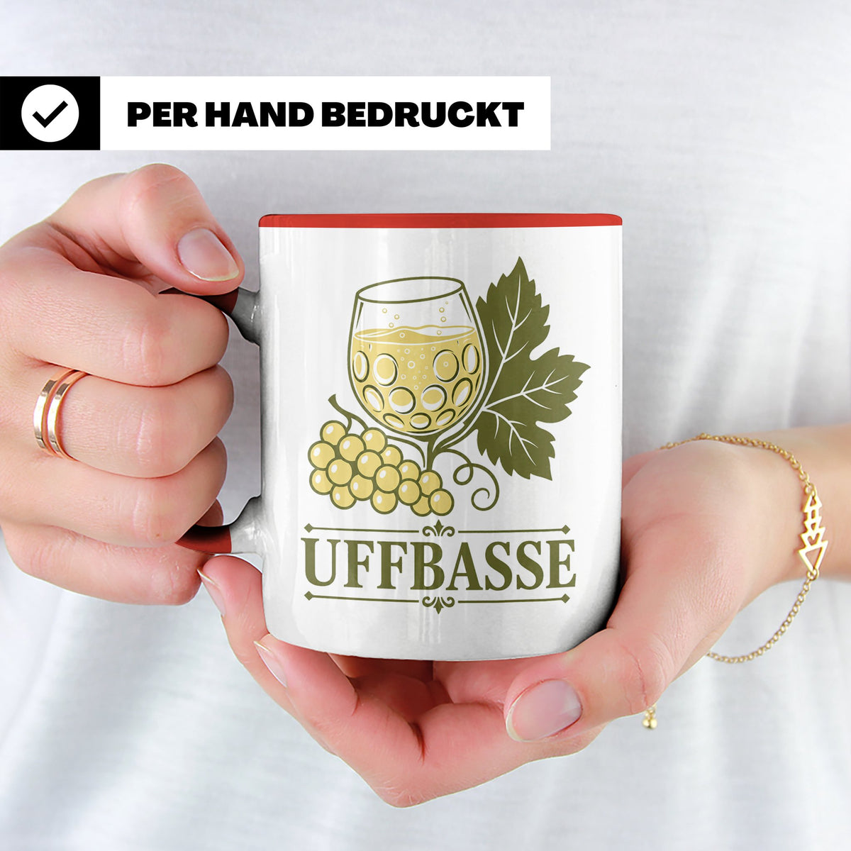 Pfalz Tasse Uffbasse - Pfälzer Dialekt Geschenk für Pfälzer  – Rot [farbe:rot]