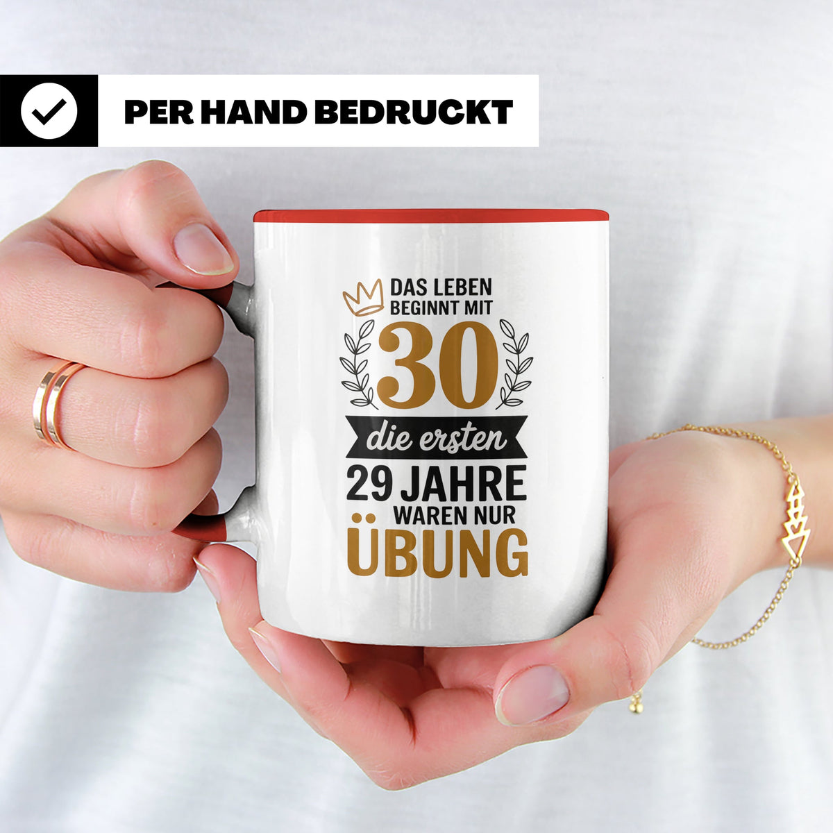 30. Geburtstag Tasse - Das Leben beginnt mit 30! Geschenkide – Rot [farbe:rot]