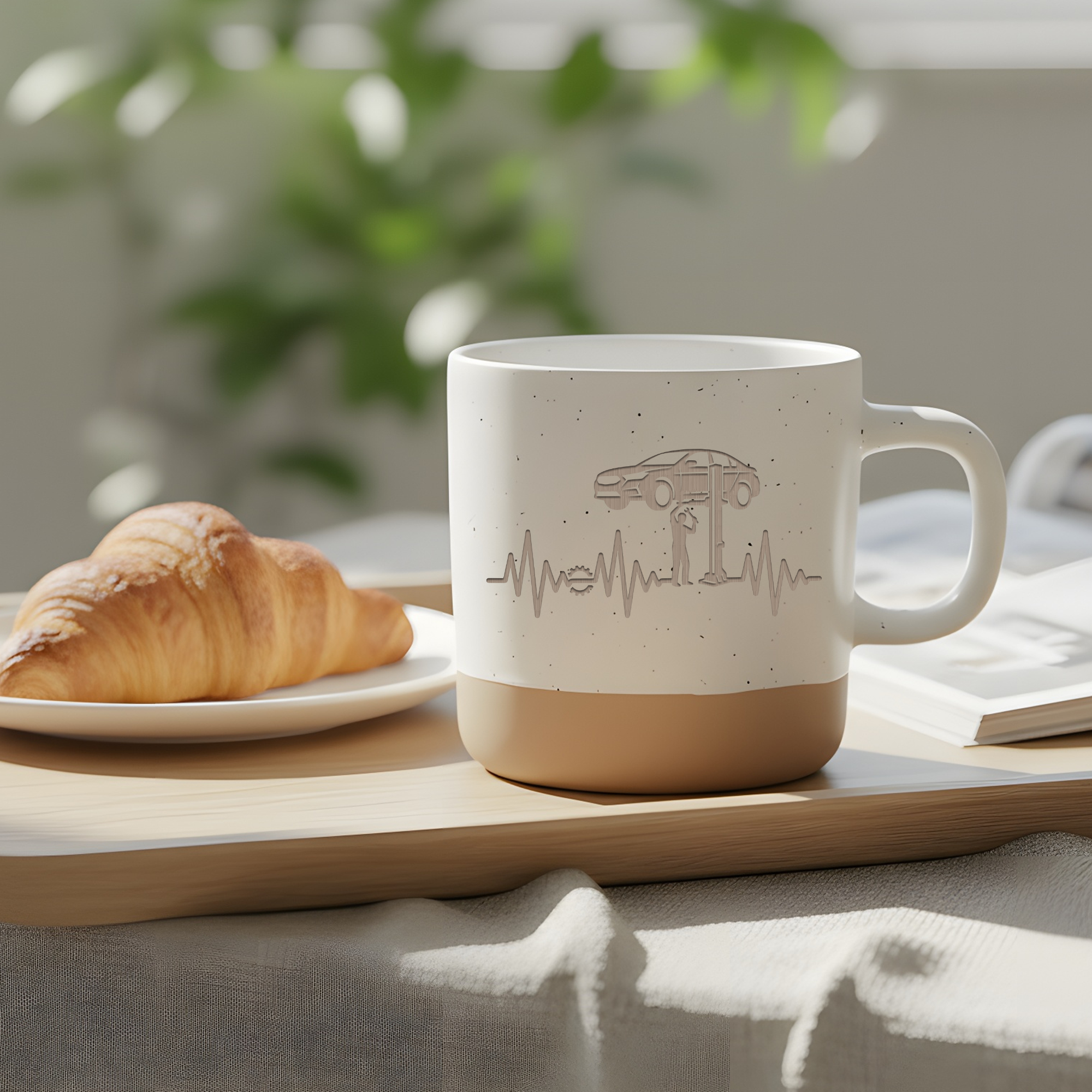 Mechaniker Herzschlag Tasse Auto Kaffeetasse Werkstatt Geschenk EKG Becher Kfz Mechatroniker Geschenke Schrauber Kaffeebecher