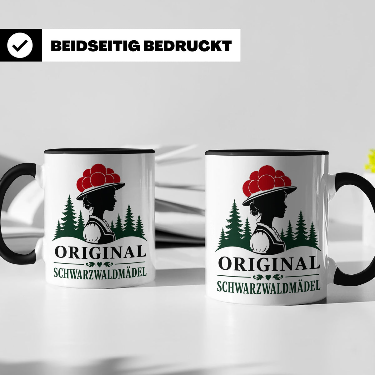 Schwarzwald Tasse Original Schwarzwaldmädel - Geschenk für F – Schwarz [farbe:schwarz]