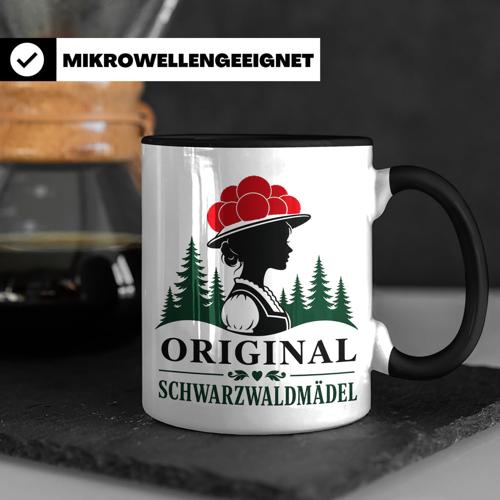 Schwarzwald Tasse Original Schwarzwaldmädel - Geschenk für F – Schwarz [farbe:schwarz]